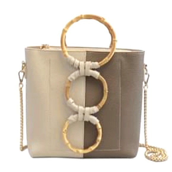 Bagamour Handbags - NWT - BAGAMOUR Handbag - Pebble Faux Leather Cream & Taupe